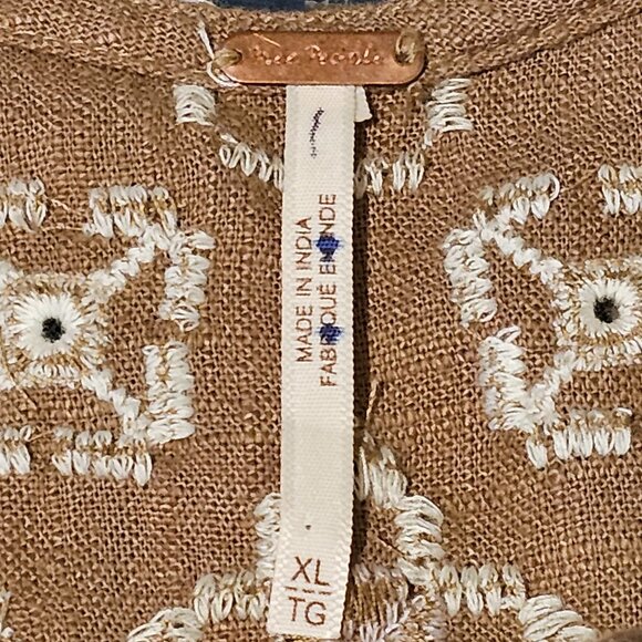 New Free People✨Joni Embroidered Top - Tan NWOT size XL MSRP $148 - Picture 8 of 12